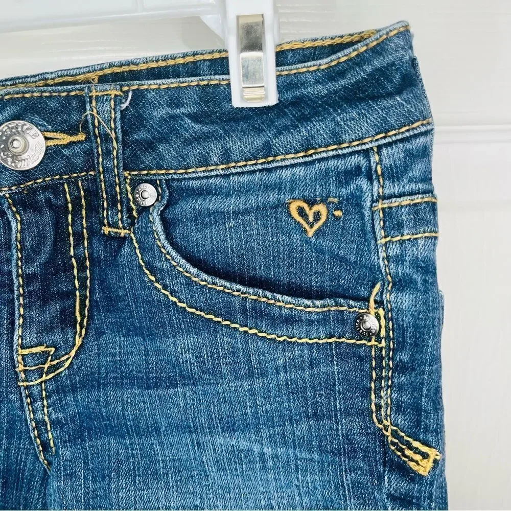 Justice Blue Denim Shorts Bermuda Cuff Hem Five Pocket Design Jean Short 10 Slim